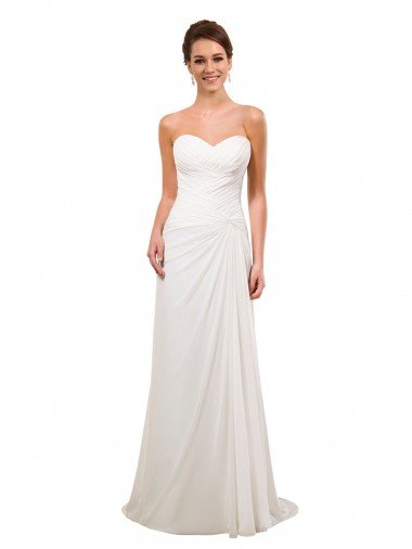 Cheap Sweetheart Neckline Chiffon Wedding Dress with Criss-Cross Ruched Bodice