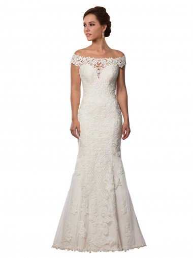 Cheap Modern Off the Shoulder Mermaid Lace Wedding Dress