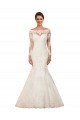Long Sleeves Mermaid Lace Wedding Dress with Illusion Back