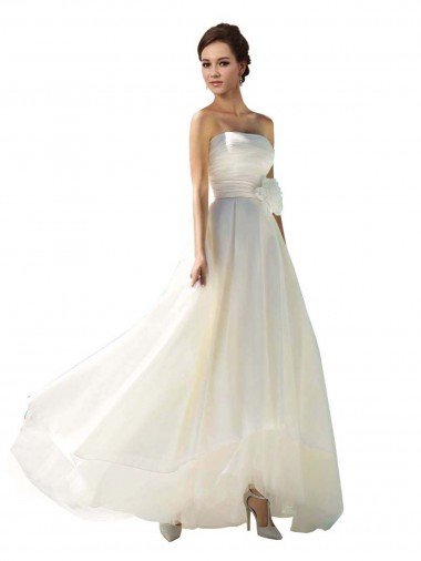 Cheap Strapless A-Line Taffeta Wedding Dress