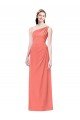 Draped Full Length One Shoulder Chiffon Bridesmaid Dress