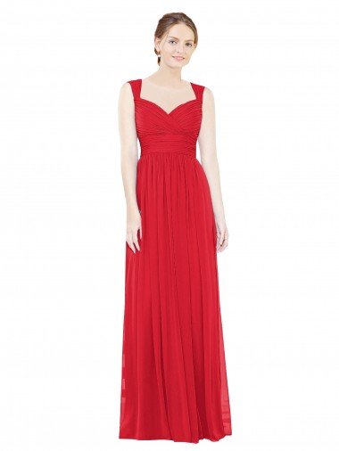 Cheap Full-Length Long Chiffon Bridesmaid Dress with Side Front Slit