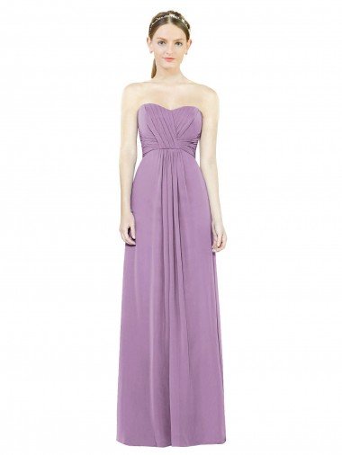 Cheap Sweetheart Neckline Strapless Chiffon Bridesmaid Dress with Wrap Pleat