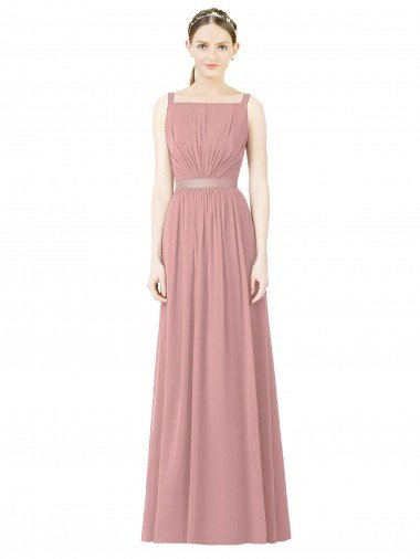 Cheap High Neck Chiffon Bridesmaid Dress with Low Back