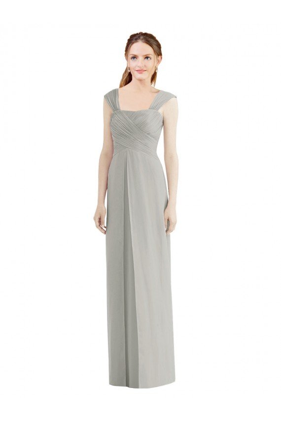 Full Length Lux Chiffon Dress with Draped Bodice And Shirred Straps