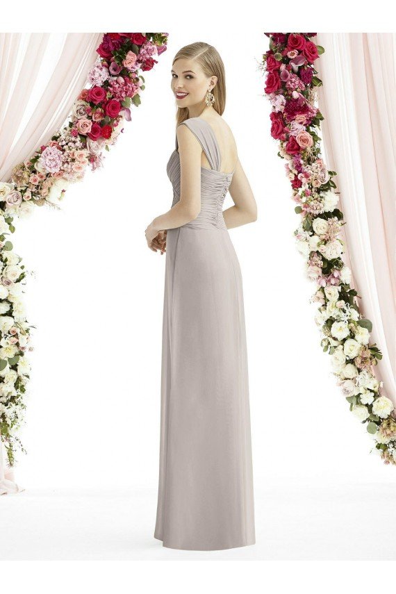 Full Length Lux Chiffon Dress with Draped Bodice And Shirred Straps