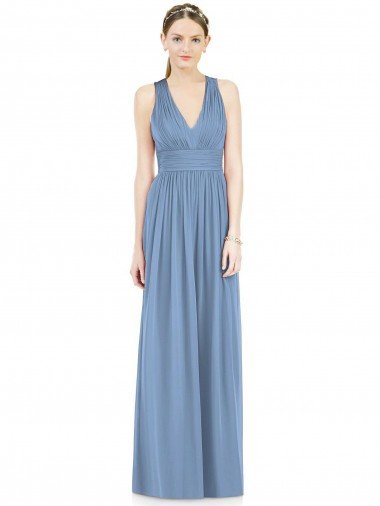 Cheap Sleeveless Cross Strap Back Chiffon Bridesmaid Dress