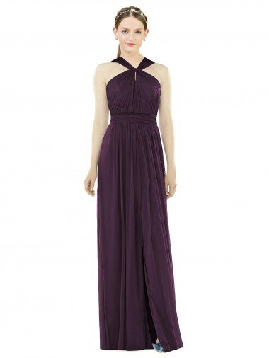Cheap Maxi Chiffon Halter Neck Bridesmaid Dress
