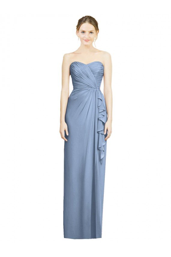 Strapless Full-Length Chiffon Bridesmaid Dress with Front Slit