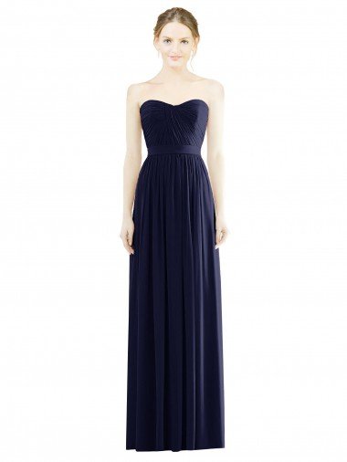 Cheap Low Back Draped Strapless Chiffon Formal Bridesmaid Dress 
