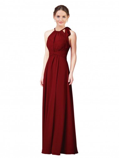 Cheap Luxe Chiffon Bridesmaid Dress with Open Slit In the Back