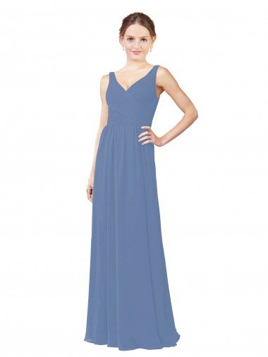 Cheap Draped V-Neck Luxe Chiffon Bridesmaid Dress