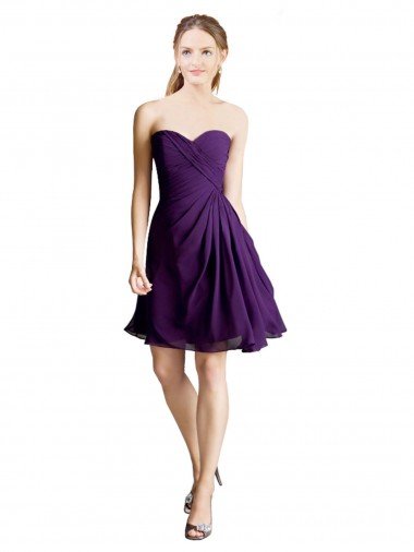 Cheap Draped Chiffon Long Sweetheart Cocktail Bridesmaid Dress