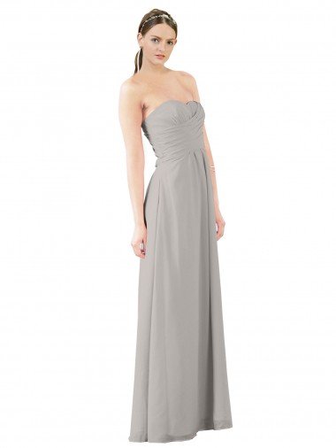 Cheap Twisted Strapless Sweetheart Neckline Long Chiffon Bridesmaid Dress