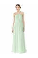 Front halter Neckline and Deep Back Long Chiffon Bridesmaid Dress