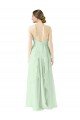 Front halter Neckline and Deep Back Long Chiffon Bridesmaid Dress