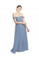 Long Floor Length Chiffon Bridesmaid Dress with Fluttering Off the Shoulder Straps