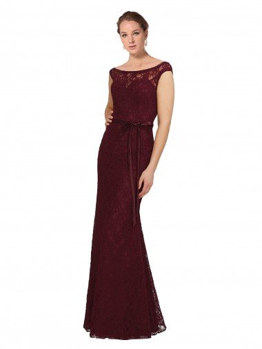 Cheap Lace Bridesmaids Dress with Matching Satin Tie Sash