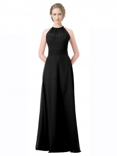 Cheap Full Length Chiffon Sweetheart Bridesmaid Dress with An Illlusion Overlay