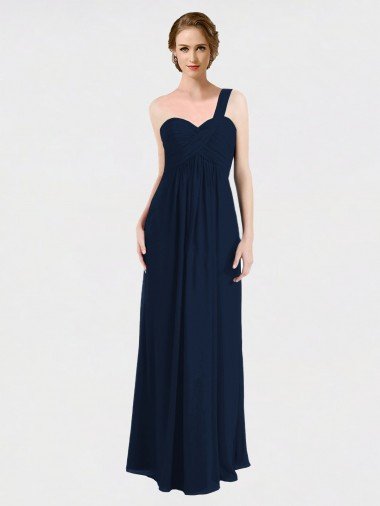 Cheap Full Length Long Chiffon Bridesmaid Gown with Sweetheart Neckline