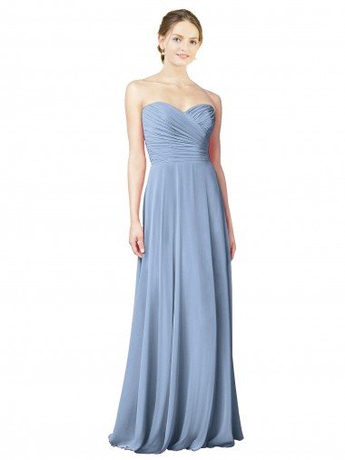 Cheap Draped Strapless Sweetheart Full Length Chiffon Bridesmaid Dress