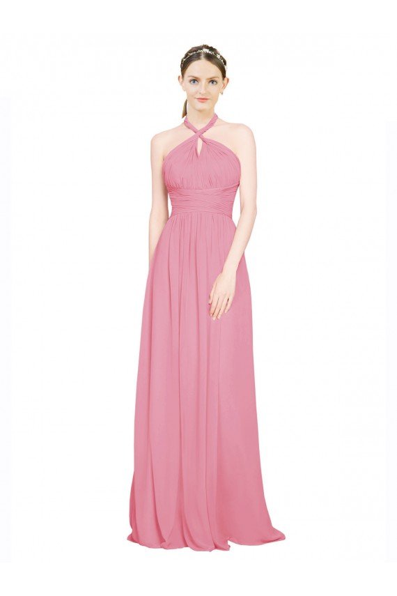 Halter Neck Keyhole A-Line Chiffon Bridesmaid Dress