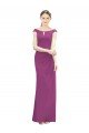 Full Length Long Chiffon Bridesmaid Dress with Boat Neck