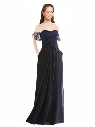 Cheap Boho Bridesmaid Dress with Beaded Embroidered Bodice and Flutter Cap Sleeves