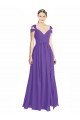 Off the Shoulder Cap Sleeves Chiffon Bridesmaid Dress with Pleats