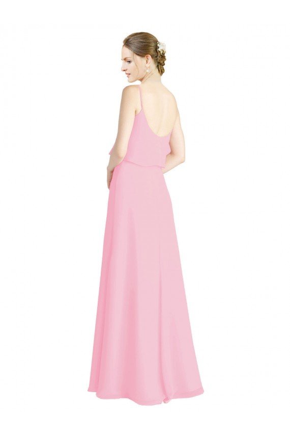 Spaghetti Straps A-Line Chiffon Bridesmaid Dress Low Back