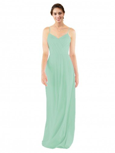 Cheap Classic Long Chiffon Bridesmaid Dress with V-Neck