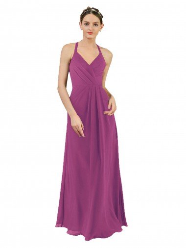 Cheap Sassy Chiffon Bridesmaid Dress with Halter Neckline