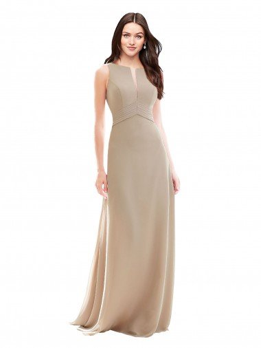 Cheap Elegant Bridesmaid with High Neckline and Illusion V-Neck