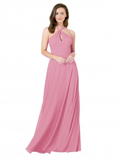 Cheap Chiffon Bridesmaid Dress / Prom Dress with Keyhole Front