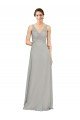 V-Neck Chiffon Bridesmaid Dress with Illusion Gathered Bodice