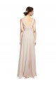 Long V-Neck Chiffon Bridesmaids Dress with Double Straps