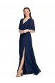 V-Neck Plush Chiffon Bridesmaid Dress with Flutter Sleeves