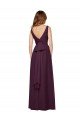 Plunging V-Neckline Long Chiffon Bridesmaid Dress with Deep V-Back