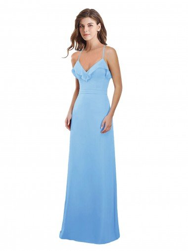 Cheap Slim Chiffon Bridesmaid Dress with Ruffled Sweetheart Neckline