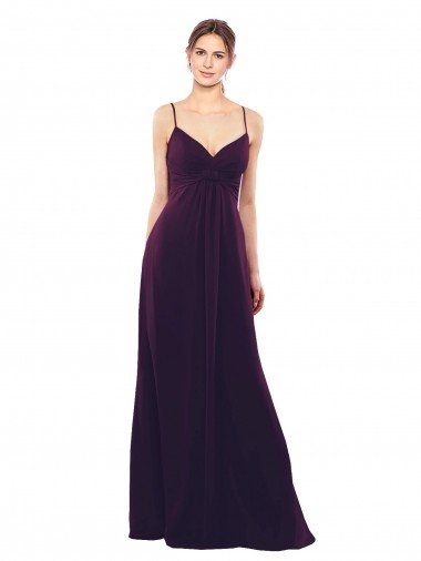 Cheap Floor Length A-Line Chiffon Bridesmaid Dress with Criss Cross Back