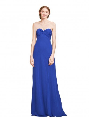 Cheap Sweetheart Neckline Chiffon Ruched Bodice Tie Back Bridesmaid Dress