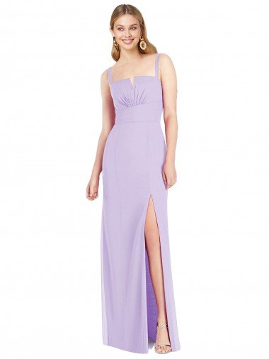 Cheap Spaghetti Straps Mermaid Chiffon Bridesmaid Dress with Side Front Slit