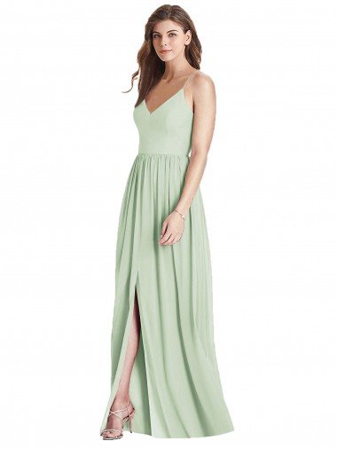 Cheap Criss Cross Strap Backless Maxi Long Chiffon Bridesmaid Dress