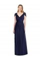 V-Neck Cap Sleeves Sheer Back Chiffon Bridesmaid Dress