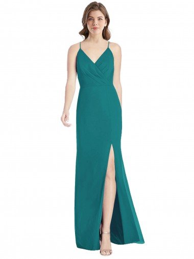 Cheap Criss Cross Back Mermaid Wrap Chiffon Bridesmaid Dress
