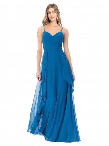 Cheap Simple Sweetheart Chiffon Bridesmaid Dress with Cascading Overlay