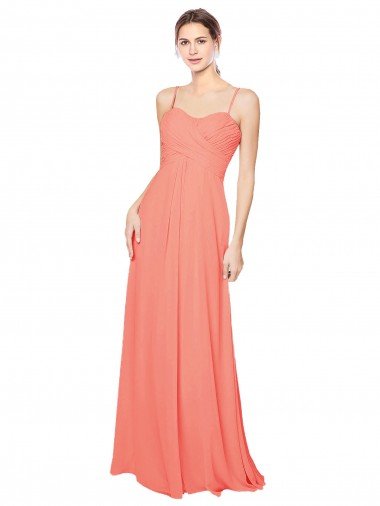 Cheap Empire Waist Spaghetti Straps Sweetheart Chiffon Bridesmaid Dress