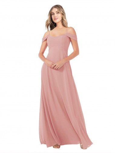 Cheap Draped Shoulder Sash Back Chiffon Bridesmaid Dress