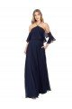 Halter Neck Cold Shoulder Flutter Sleeves Bridesmaid Dress