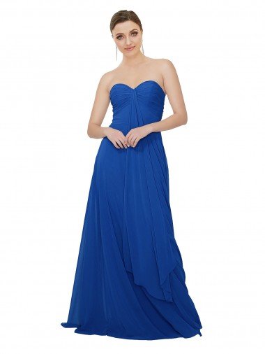 Cheap Strapless Sweetheart Draped Chiffon Bridesmaid Dress